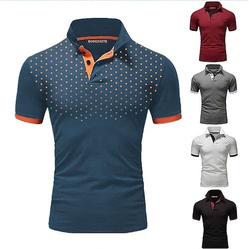 Men’s Polo Shirt Golf Shirt Casual Daily Polo Collar Classic Short Sleeve Casual Soft Polka Dot